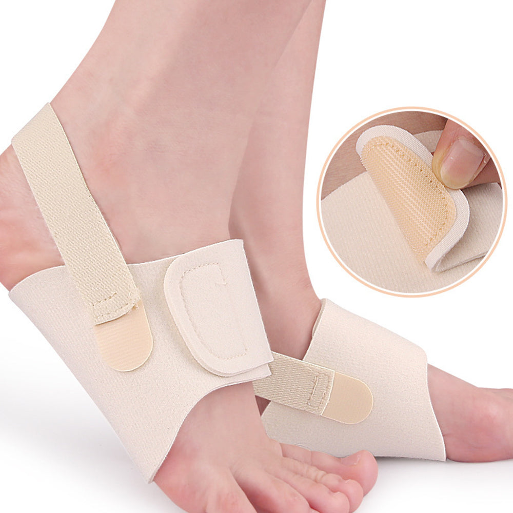 Pair of Wearable Arch Support Braces Adjustable Anti-Slip Bands for Flat Feet Plantar Fasciitis Beige