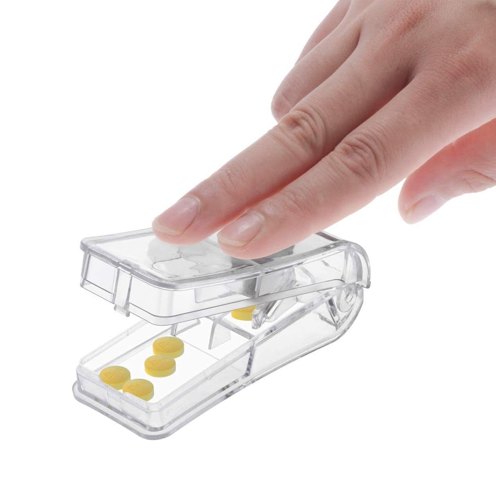 Set of 3Pcs Portable 2-in-1 Pill Cutter Guard Mini Pill Splitter Small Large Tablet Divider Pill Case