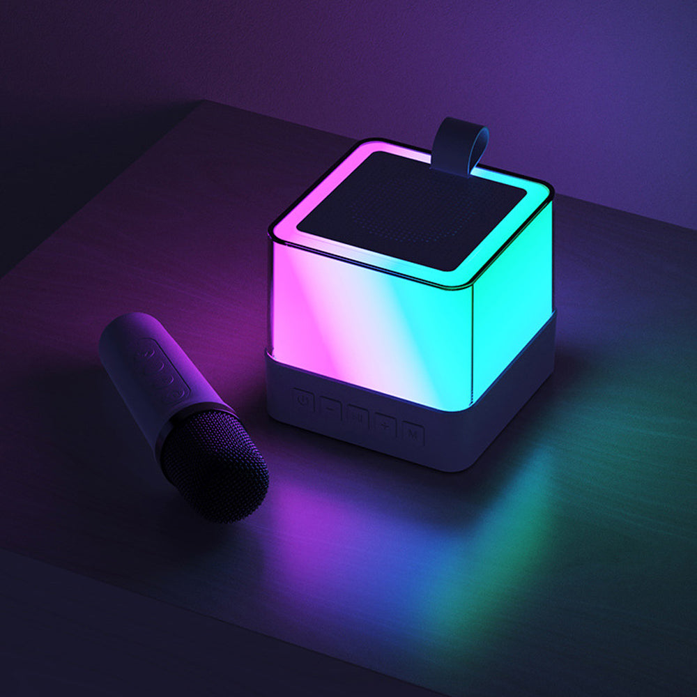 Mini Karaoke Machine Portable Bluetooth Speaker with 2 Wireless Microphones Black