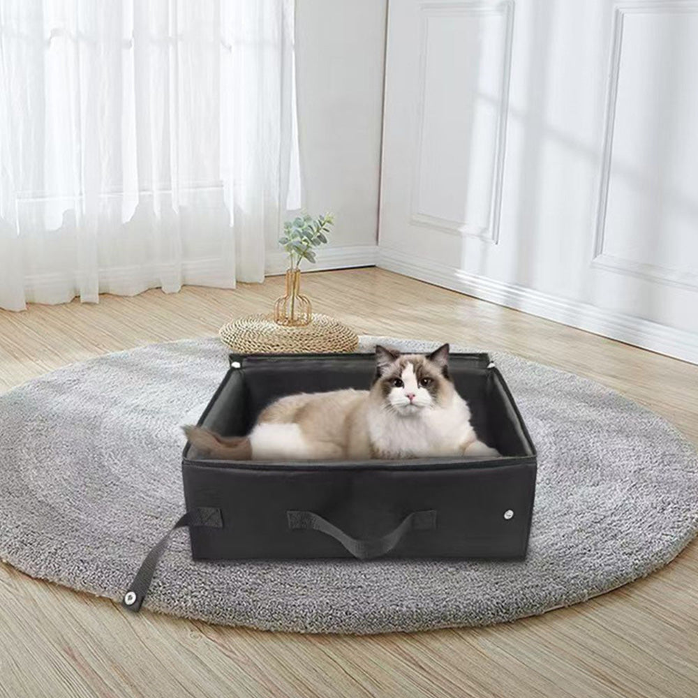 Portable Foldable Cat Travel Litter Box ââ‚?Waterproof & Easy to Clean Black