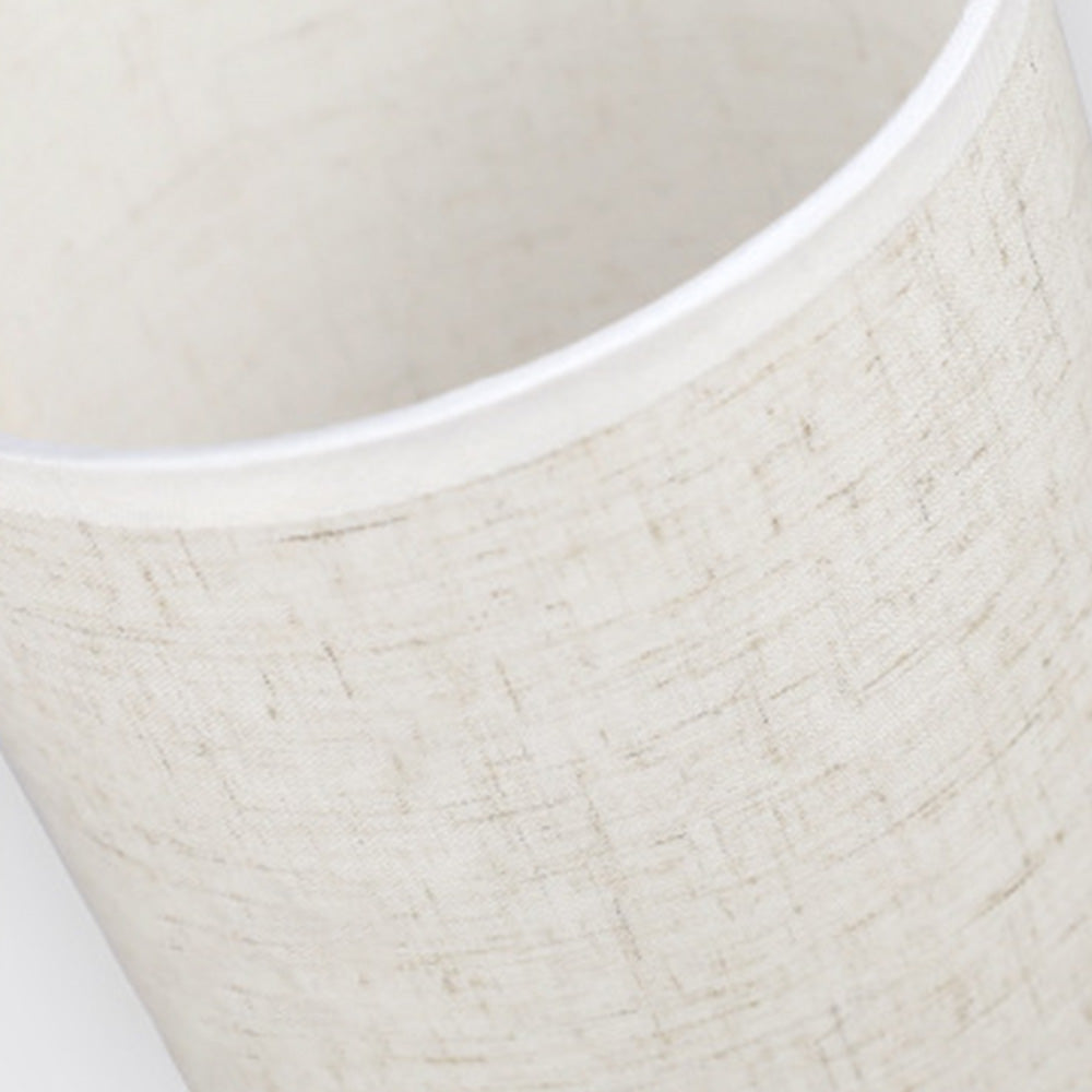 USB Powered Small Bedside Night Light Minimalist Table Lamp with Round Fabric Shade for Bedroom College Dorm White