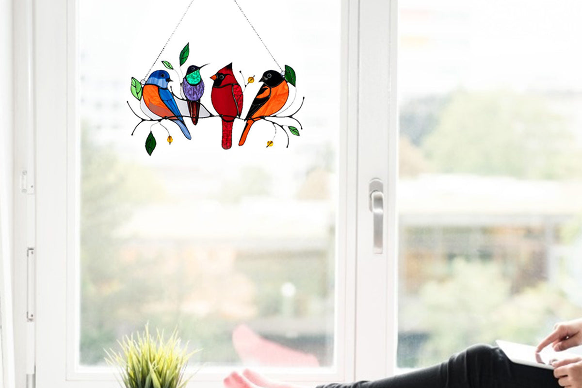 Multicolor Birds Window Hanging Stained Acrylic Window Ornaments Mothers Day Gift-Style 2