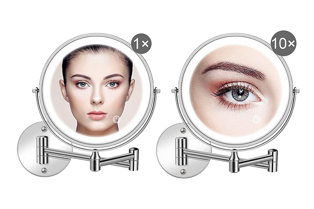 10X 8-inch Wall Mounted LED Magnifying Makeup Mirror