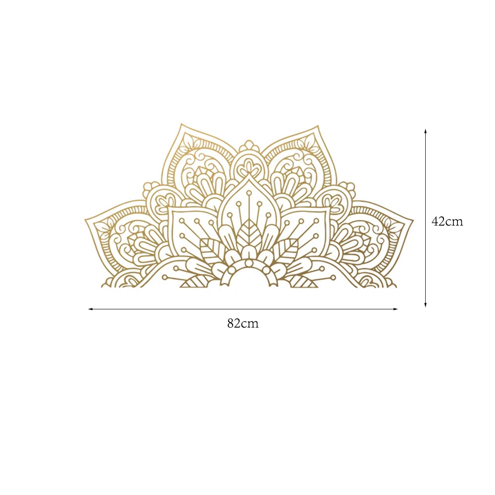 Half Mandala Decals Wall Sticker Home Rooms Yoga Art Decor Gold