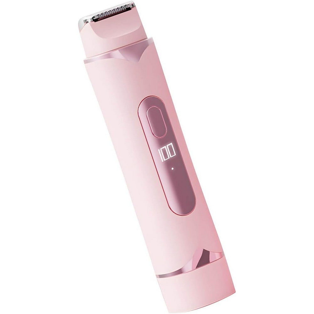 2-in-1 Electric Shaver and Bikini Trimmer with LED Display Facial Hair Remover-Pink