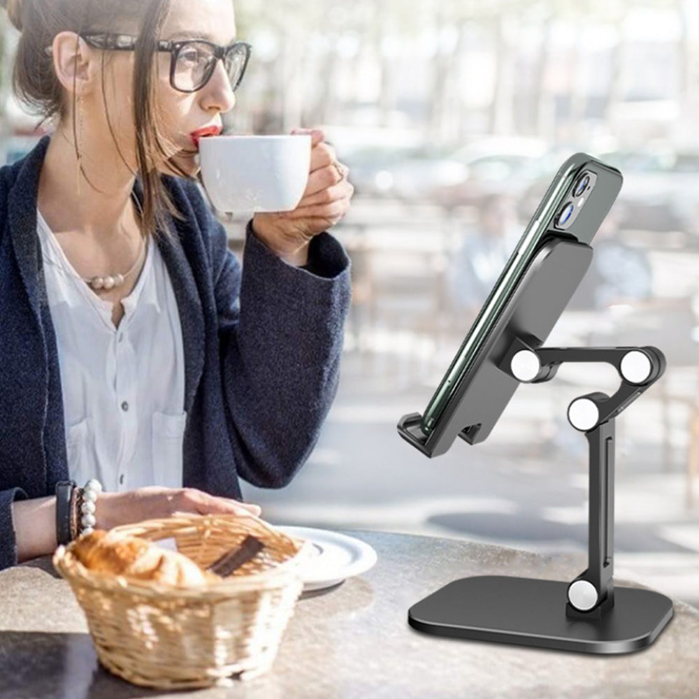 Foldable Desktop Stand for Tablet Cell Phone Adjustable Ergonomic Holder Mount Black