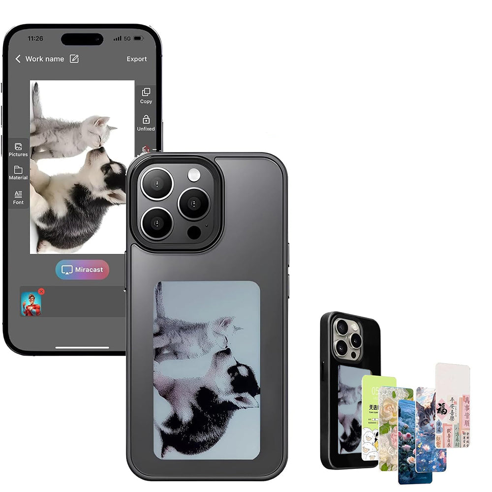 NFC E-Ink Phone Case Smart DIY Photo Rear Projection Screen Phone Case Black
