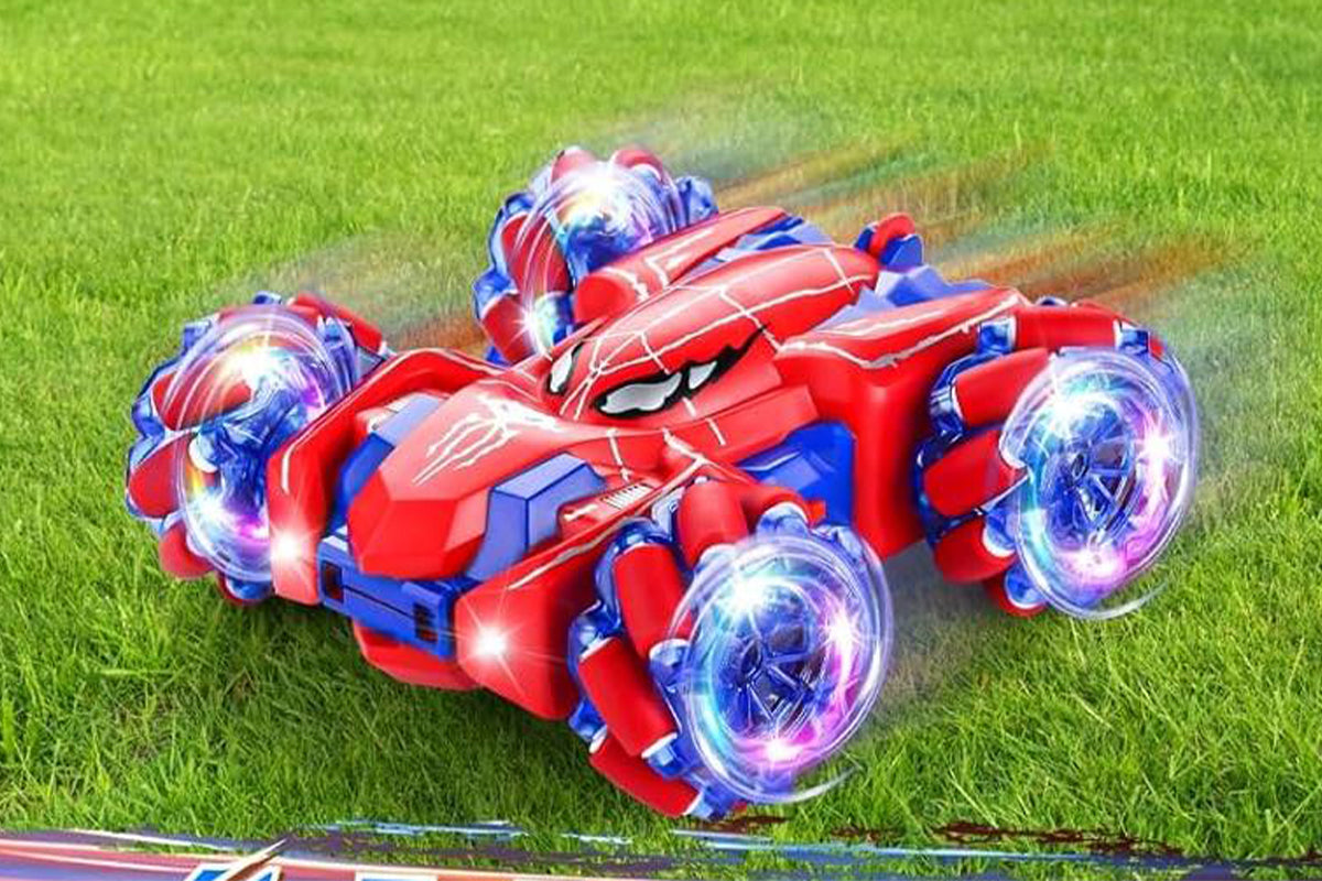 Spider Remote Control Car with Cool Lights 360?? Rotating 4WD Off-Road Race Car -Blue