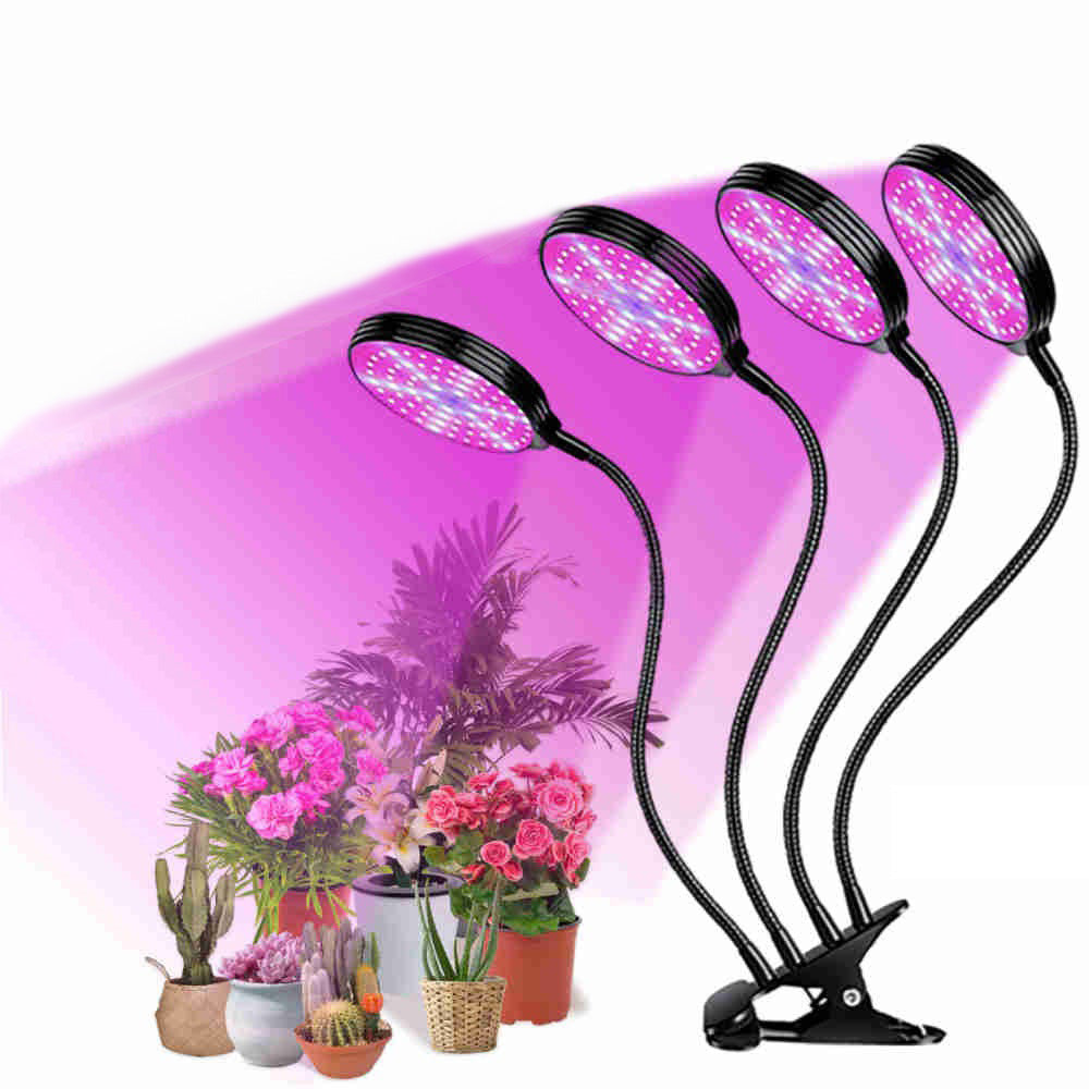USB Powered 4-Head LED Grow Light Dimming Clip-on Plant Flower Veg Hydroponic UV Growing Lamp