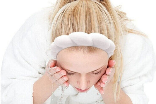 Women Mimi And Co Spa Headband Sponge Washing Face Makeup Skincare Puffy Headband-White