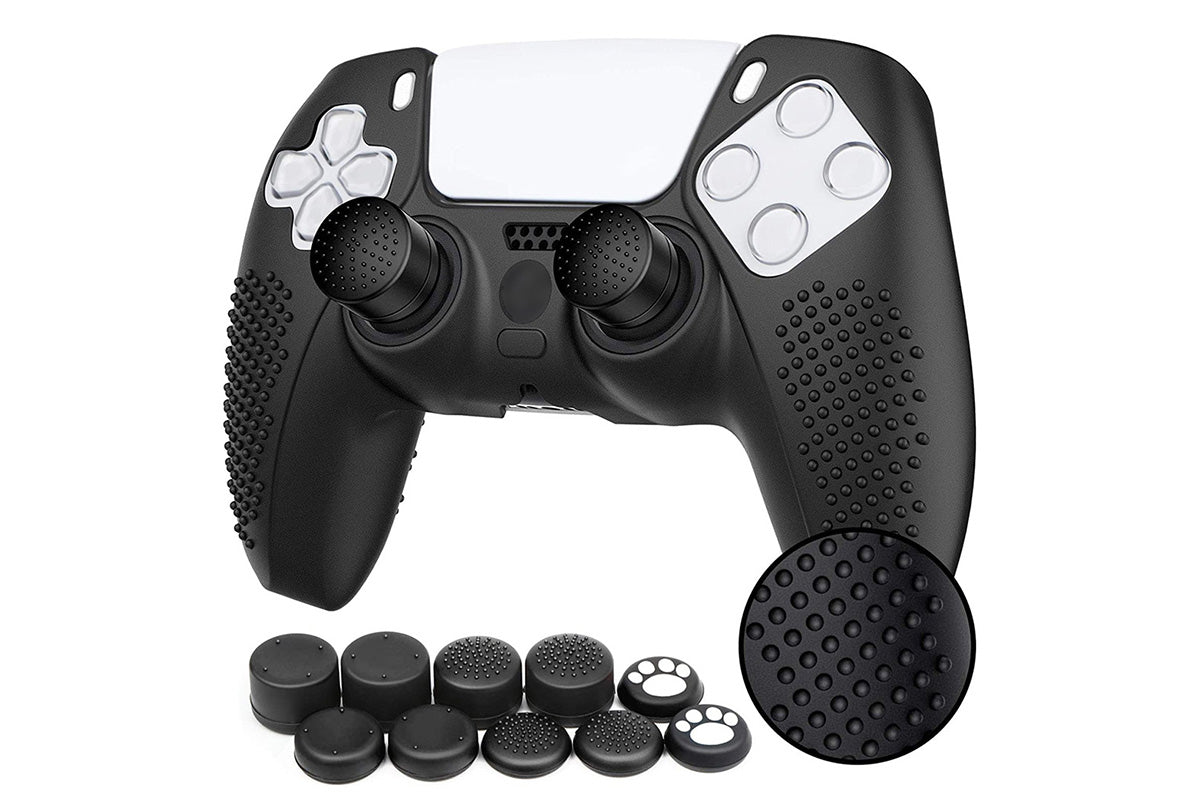 Silicone Skin Case Cover and 10 Grip Caps for Sony PS5 Controller Accessories