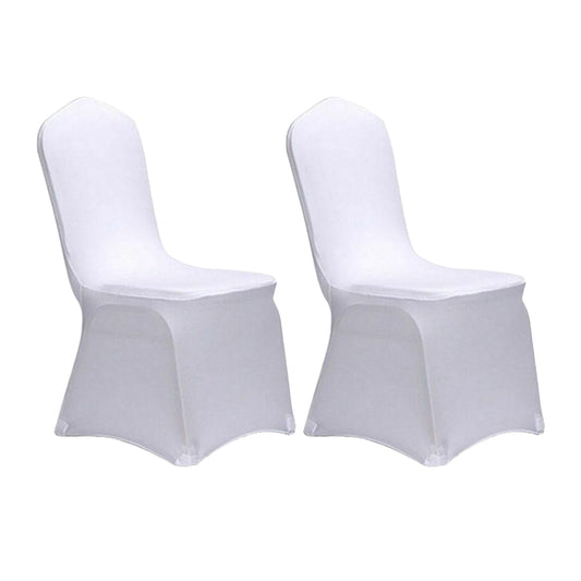 2Pcs Stretch Solid Colour Chair Cover for Wedding Party Decoration -White