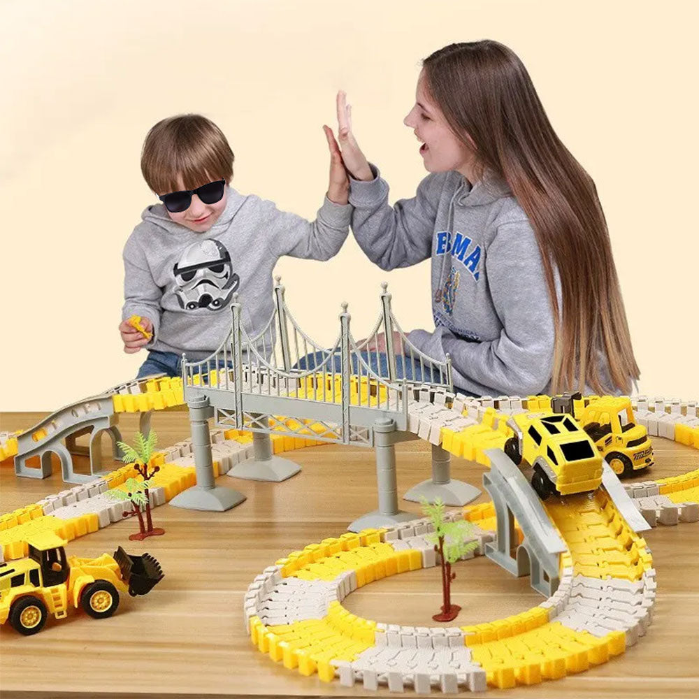 Kids Construction Race DIY Tracks Toys Electric Car Toys Road Race Playset