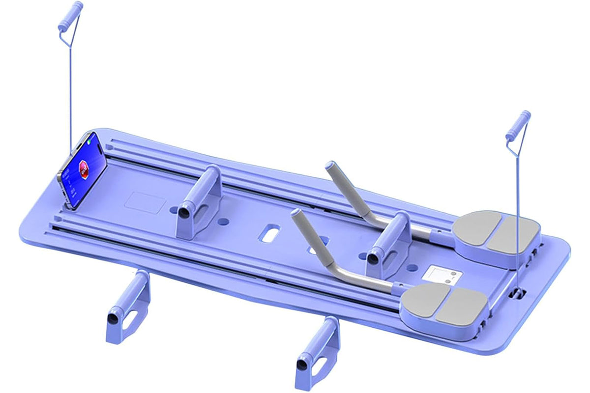 Pilates Machine Foldable 5-in-1 Portable Pilates Board with Elbow Support Home Gym Equipment for Weight Loss Training -Purple