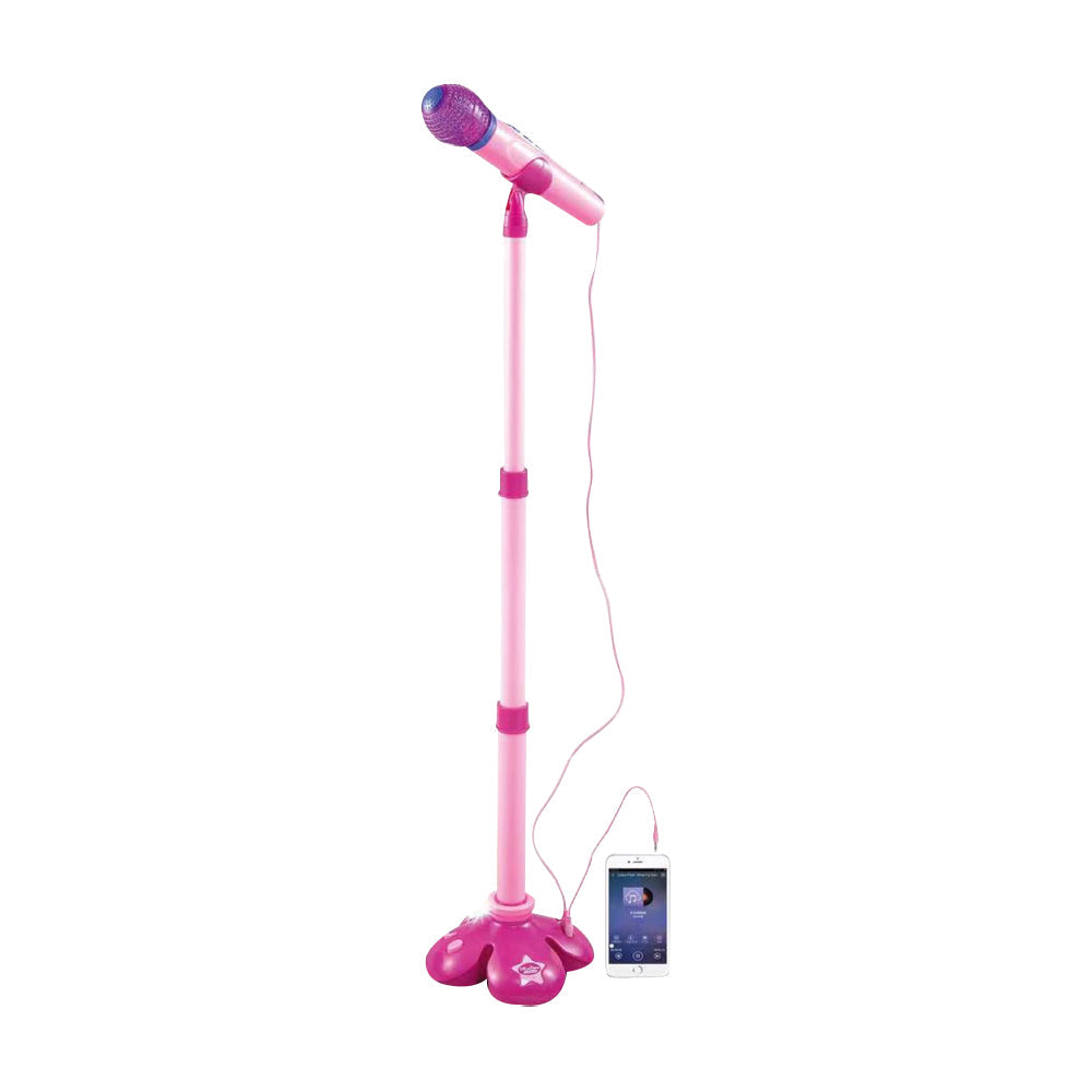 Kids Karaoke Machine with 1 Microphone Adjustable Stand Child Music Play Toy Pink