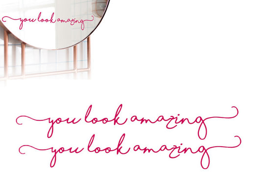 2Pcs You Look Amazing Mirror Decal Vinyl Decal Mirror Bathroom Wall Decals Decor-Rose Red
