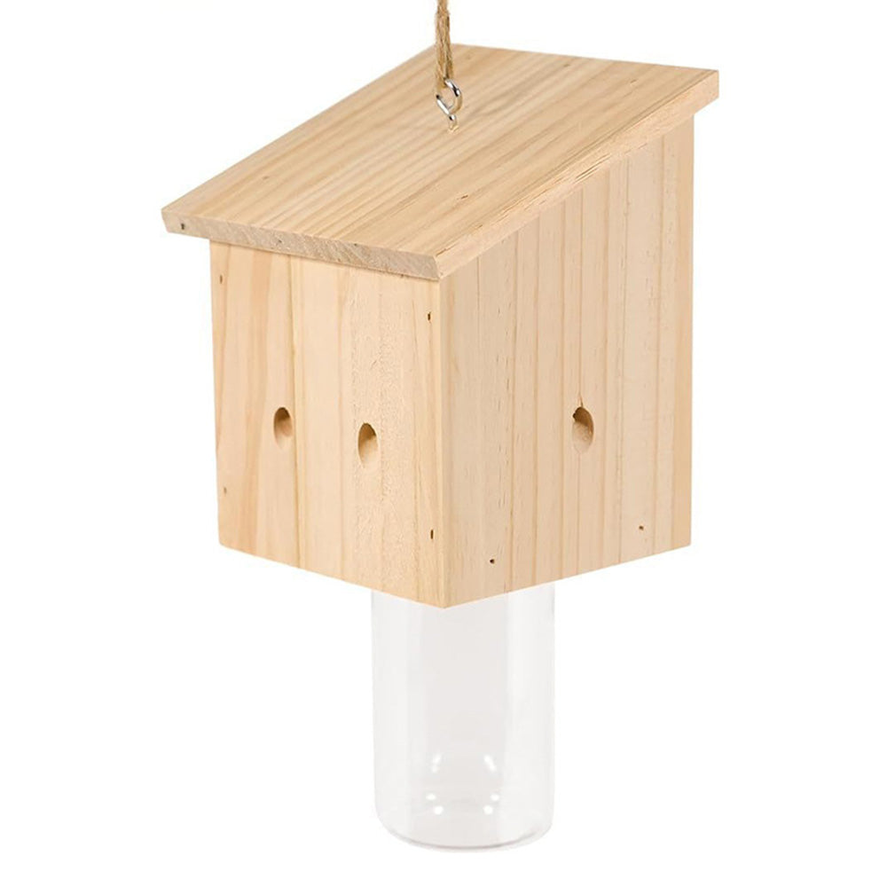 Wooden Bee Trap for Outside Hanging Wood Carpenter Bee Catcher with Removable Bottle Style 2