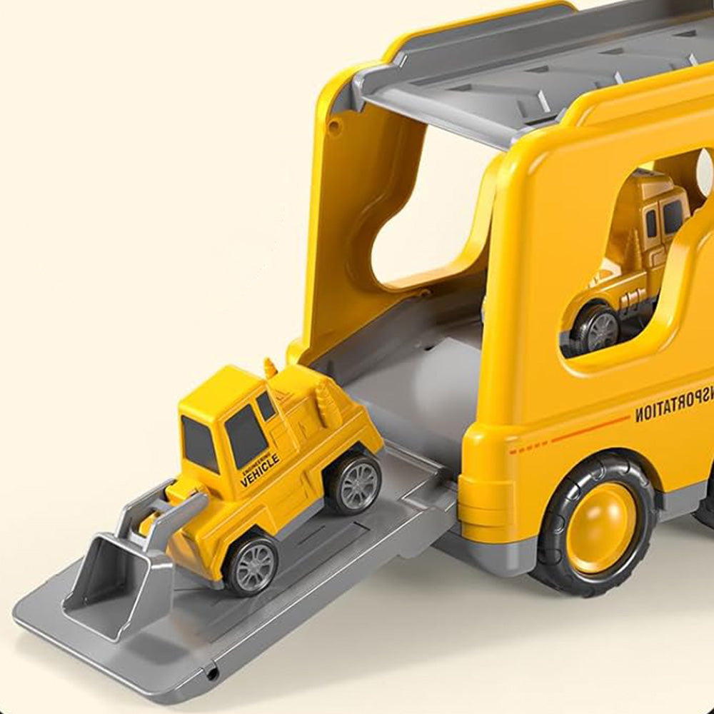 Construction Truck Toys with 6 Mini Cars for Kids Electric Carrier Toy Set