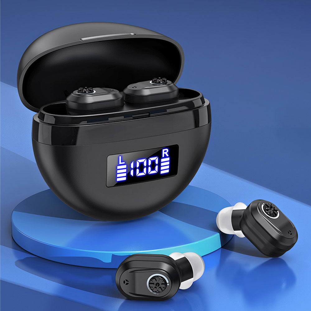 Pair of Invisible Digital Hearing Aids Rechargeable Mini Sound Enhancer Amplifier with Charging Case Style 1