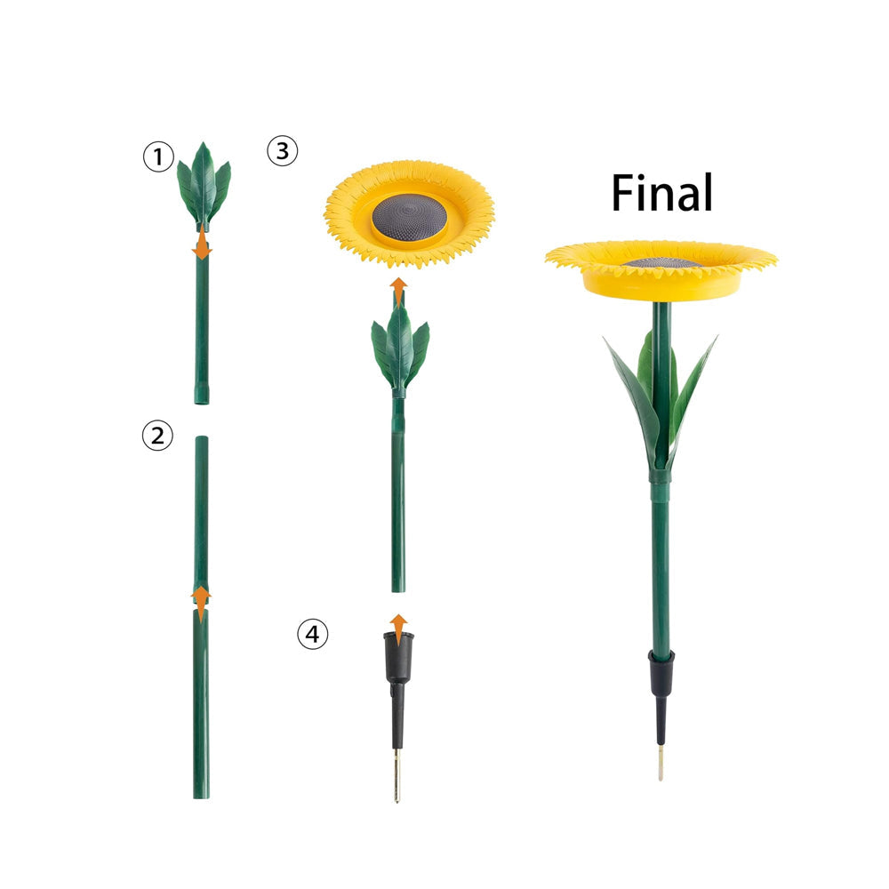 Sunflower Standing Bird Feeder Outdoor Bird Bath Feeders Bowl Bird Feeding Tray Garden Decor