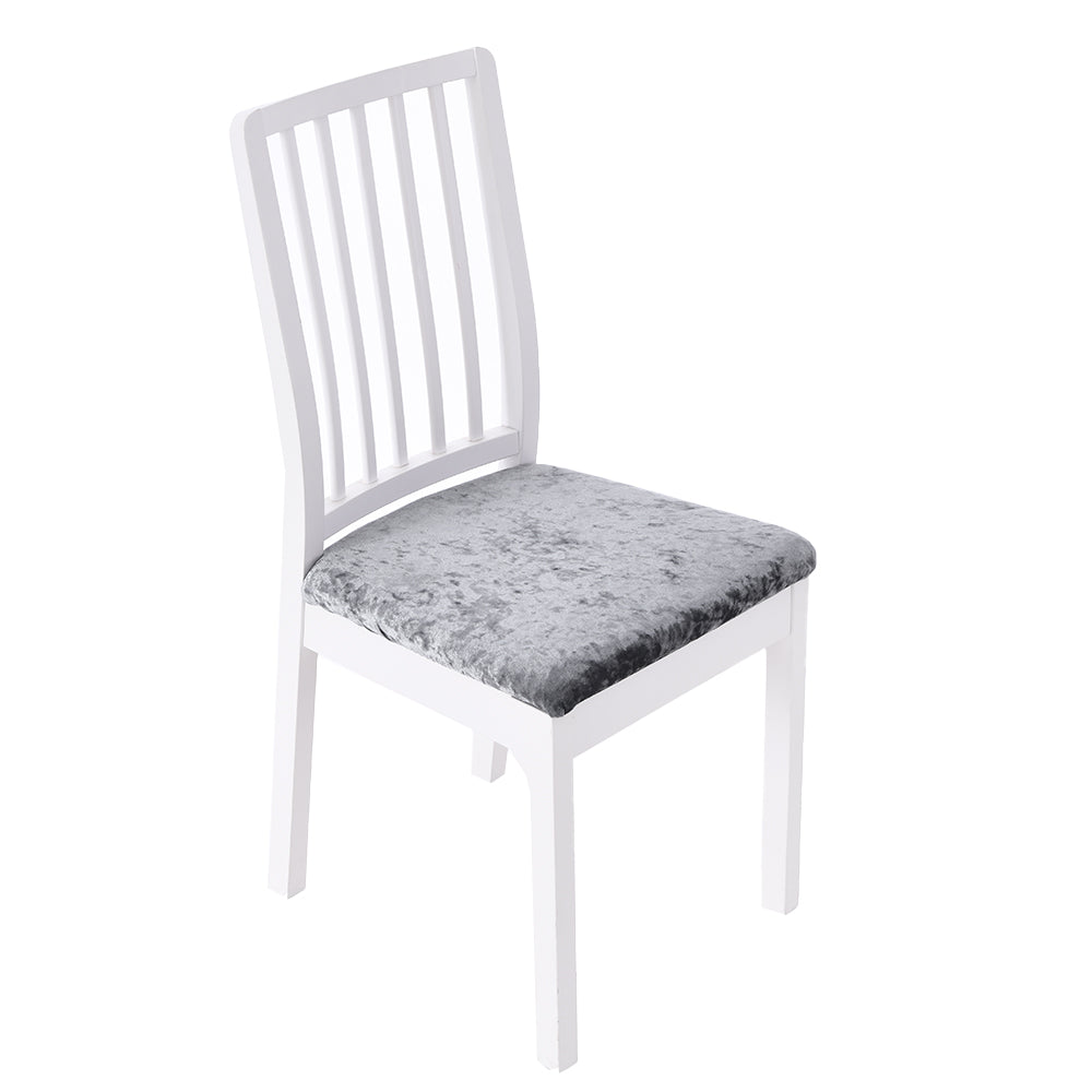 2Pcs Velvet Dining Chair Seat Covers Stretch Chair Seat Cushion Cover -Grey