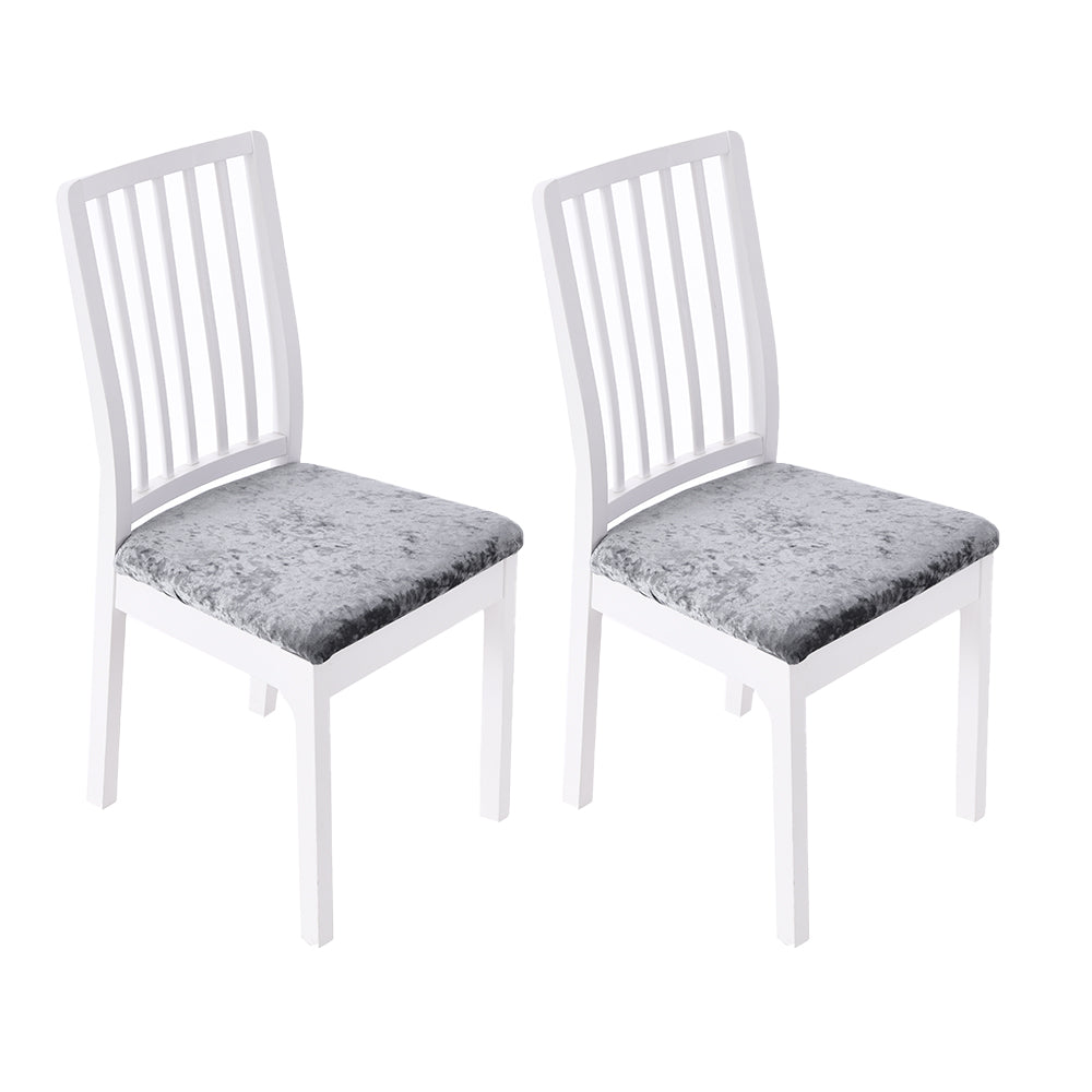 2Pcs Velvet Dining Chair Seat Covers Stretch Chair Seat Cushion Cover -Grey