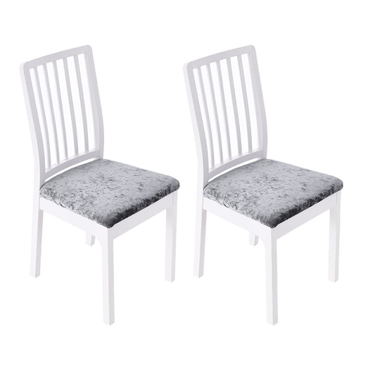 2Pcs Velvet Dining Chair Seat Covers Stretch Chair Seat Cushion Cover -Grey