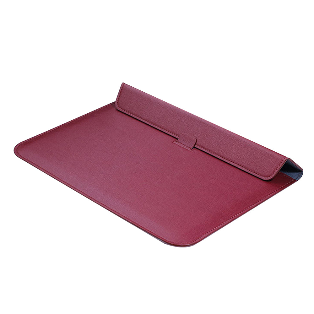 For Macbook PU Leather Macbook Case Wear Resistant Sleeve Cover with Stand Wine Red