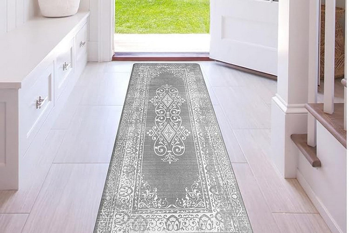 2Pcs Boho Anti-Fatigue Kitchen Mats Non-Slip Cushioned for Kitchen Sink Laundry -Gray
