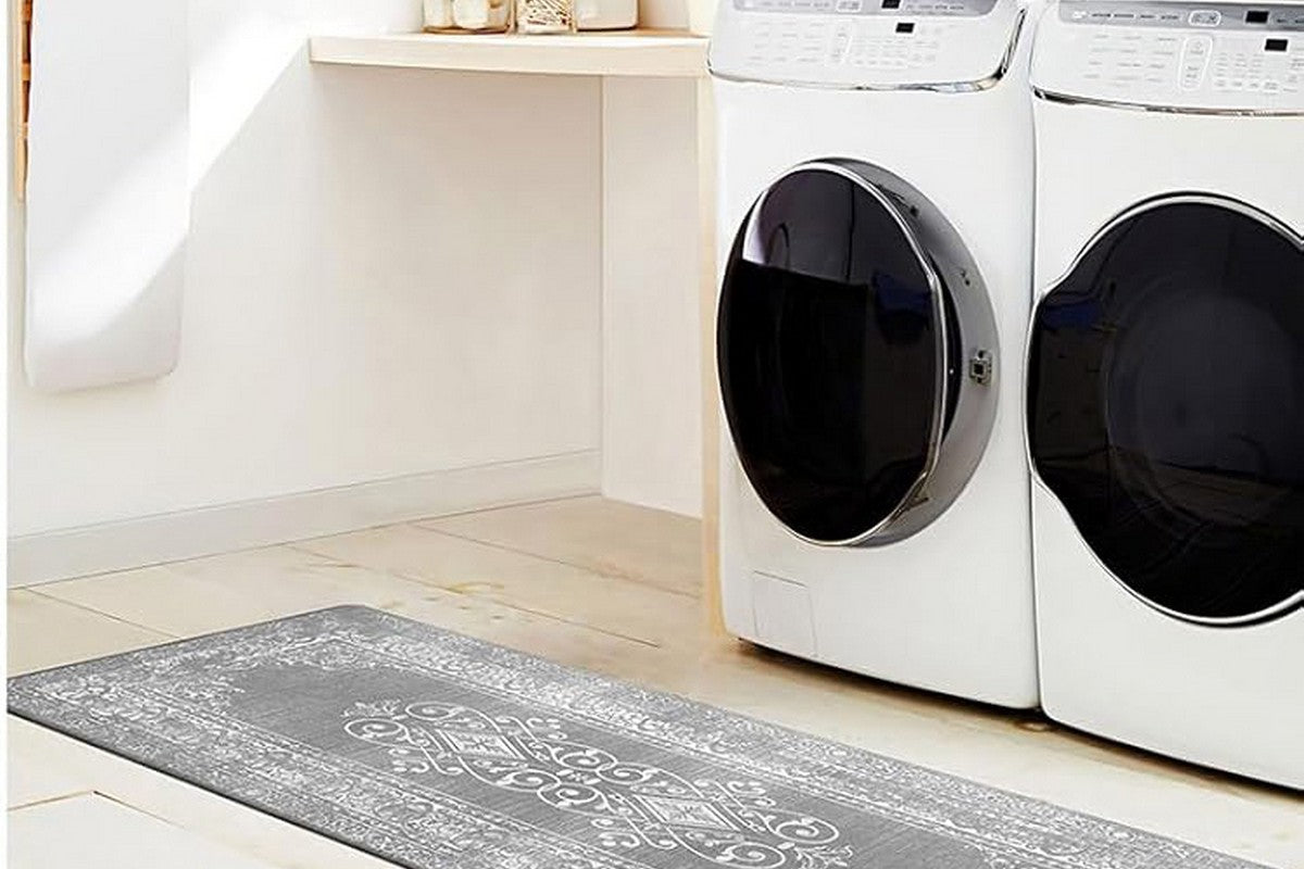 2Pcs Boho Anti-Fatigue Kitchen Mats Non-Slip Cushioned for Kitchen Sink Laundry -Gray