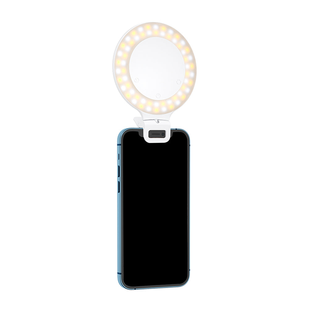 3 Lighting Mode Selfie Light Adjustable Brightness Clip-on Ring Light for Makeup Photography Vlog Live