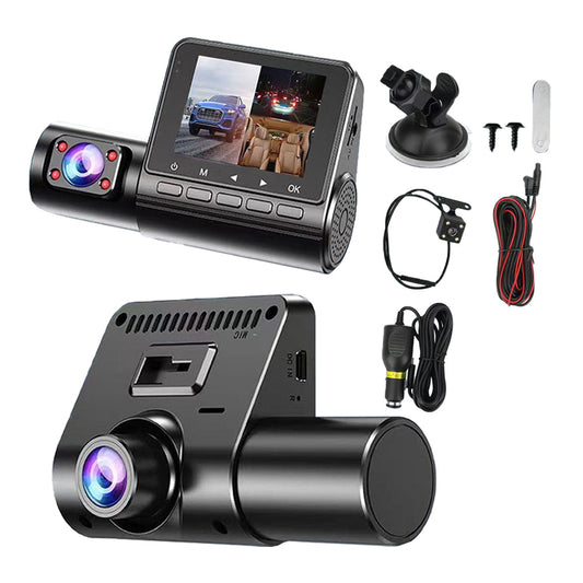 3 Channel Dash Cam Front and Rear Inside 1080P Full HD 170 Degree Wide Angle Dashboard Camera