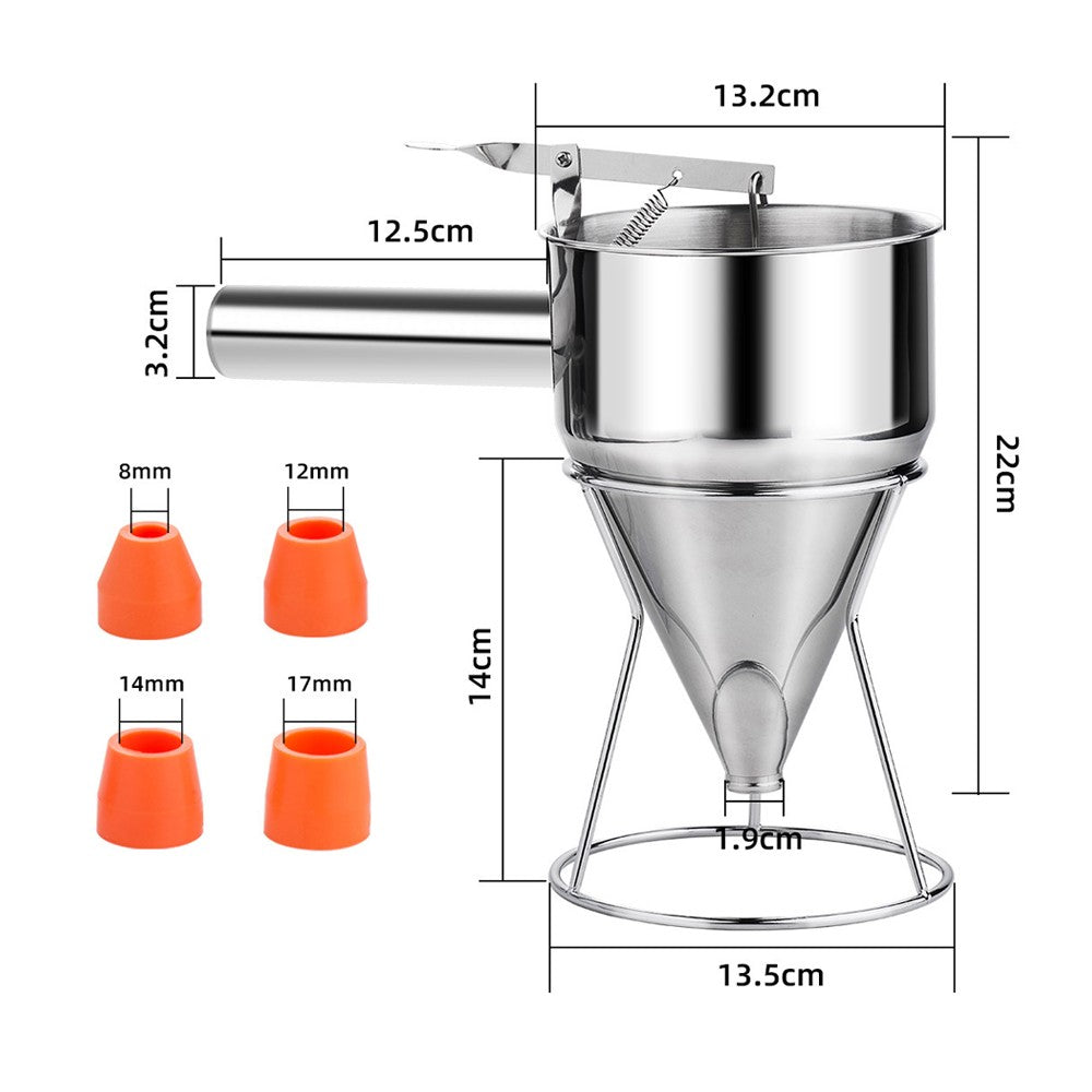 Multi-Caliber Pancake Batter Dispenser Funnel Cake Dispenser with Stand