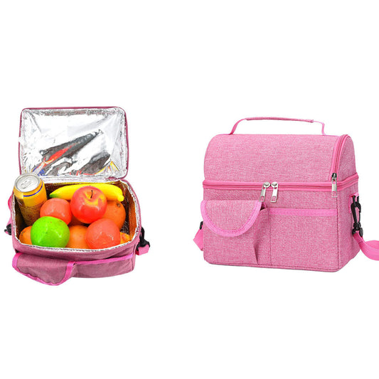 Insulated Lunch Bag Lunch Tote Lunch Box Baby Milk Carrying Bag for Work Picnic Hiking Pink