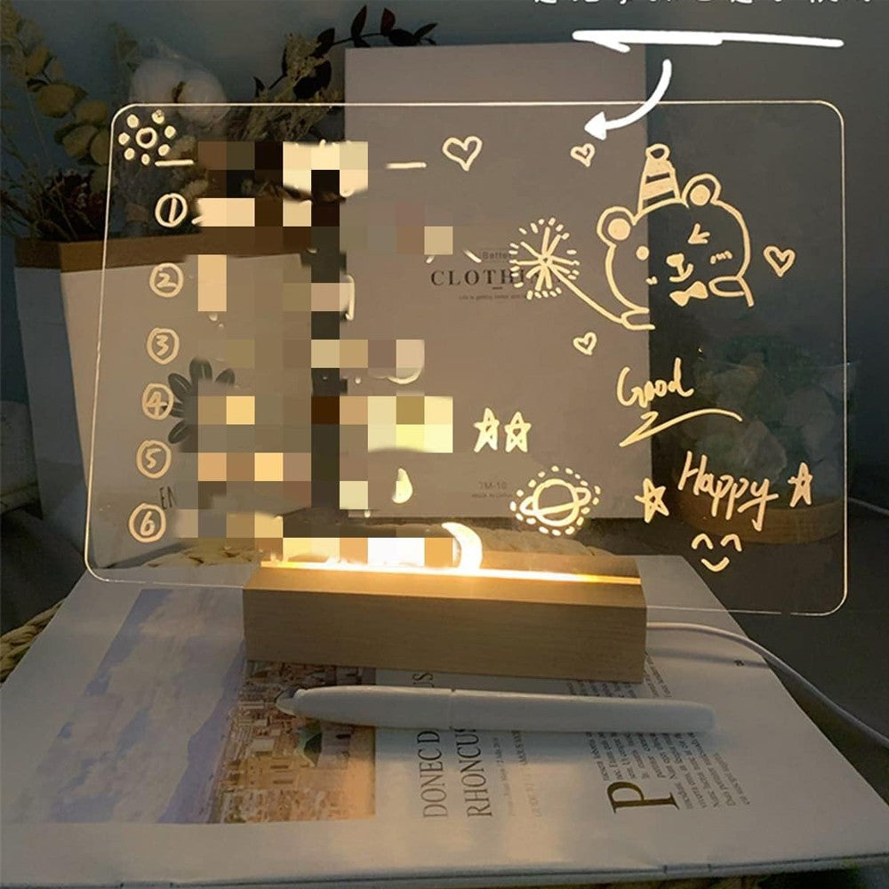 Acrylic Message Marker Board with Lighting Base and 12 Makers for Office Home School