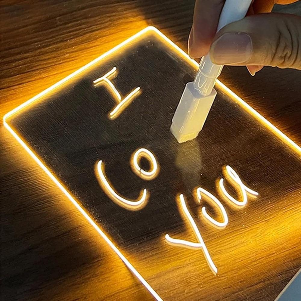 Acrylic Message Marker Board with Lighting Base and 12 Makers for Office Home School