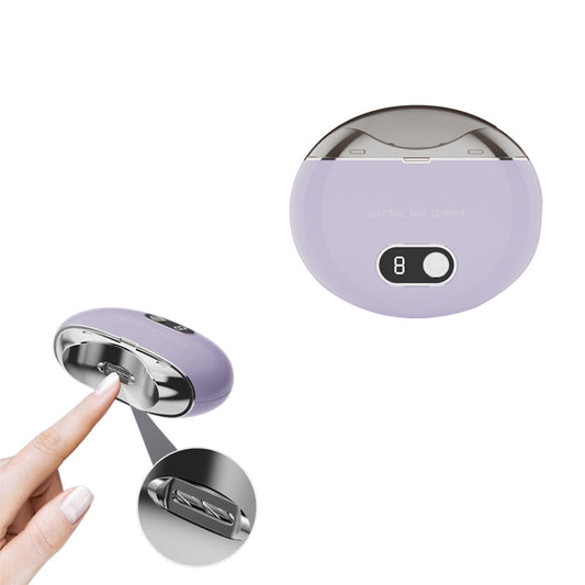 Electric Nail Clipper with Power Display Safe Automatic Nail Trimmer Manicure Tool Purple