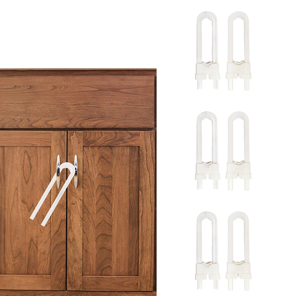 6Pcs Baby Proofing Locks U-Shaped Sliding Cabinet Locks Adjustable Childproof Latch