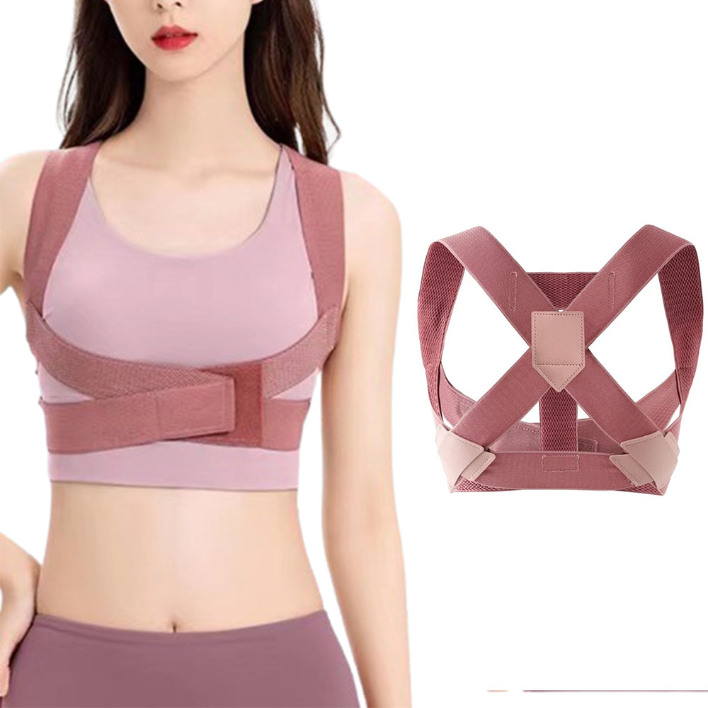 Adjustable Posture Corrector for Back Shoulder Brace Back Support Belt Pink