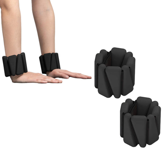 Pair of Wrist Ankle Weights Set Adjustable Wrist Bangles for Yoga Cardio Gym Black