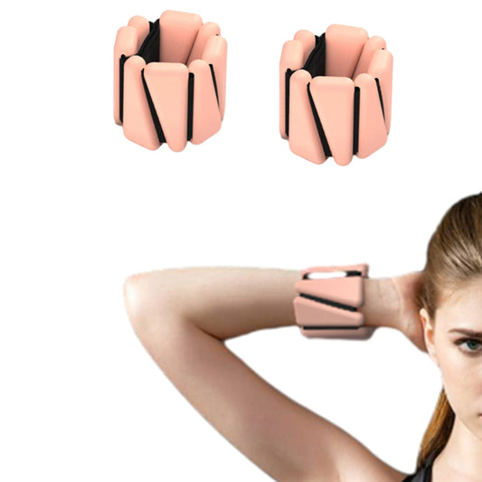 Pair of Wrist Ankle Weights Set Adjustable Wrist Bangles for Yoga Cardio Gym Pink