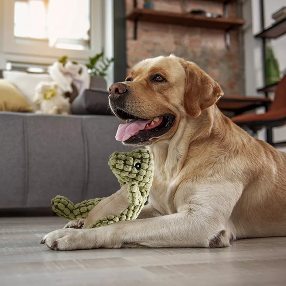 Fluffy Dinosaur Squeaky Toy for Dogs Pet Dog Sound Chew Toy Green