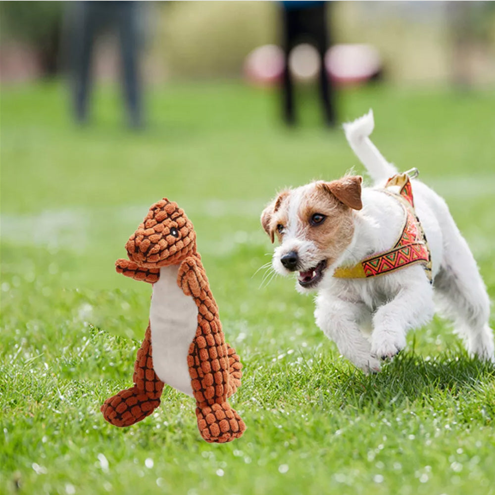 Fluffy Dinosaur Squeaky Toy for Dogs Pet Dog Sound Chew Toy Orange