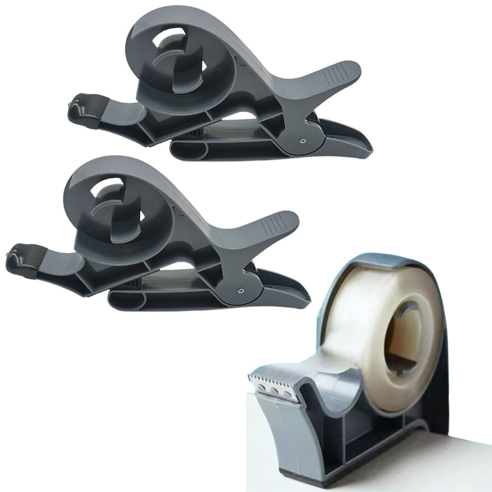 2Pcs Set Wrapping Paper Cutters Cutting Tool Xmas Gift Roll Clamps with Tape Dispenser Grey