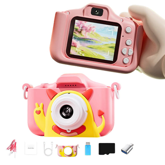 1080P Dual Cam Digital Camera for Kids Video Camera with 64G TF Card Pink