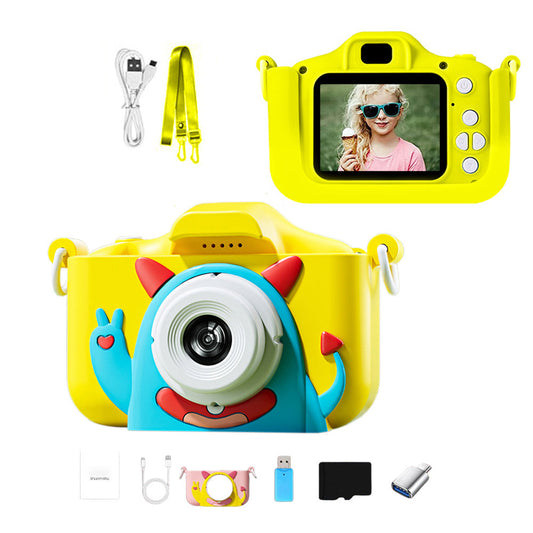1080P Dual Cam Digital Camera for Kids Video Camera with 64G TF Card Yellow