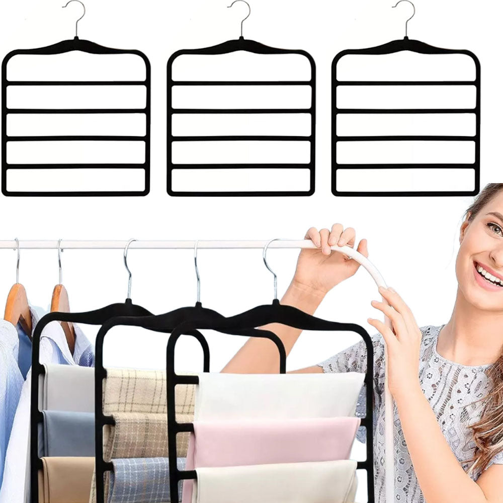 3Pcs 5-Tier Closet Organizers Space-Saving Hangers for Pants Scarf Storage
