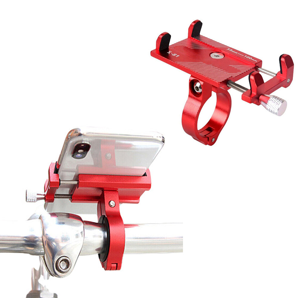 Mobile Phone Holder for Bike Handlebar Aluminium Alloy Phone Mount for Bicycle Motorcycle Red