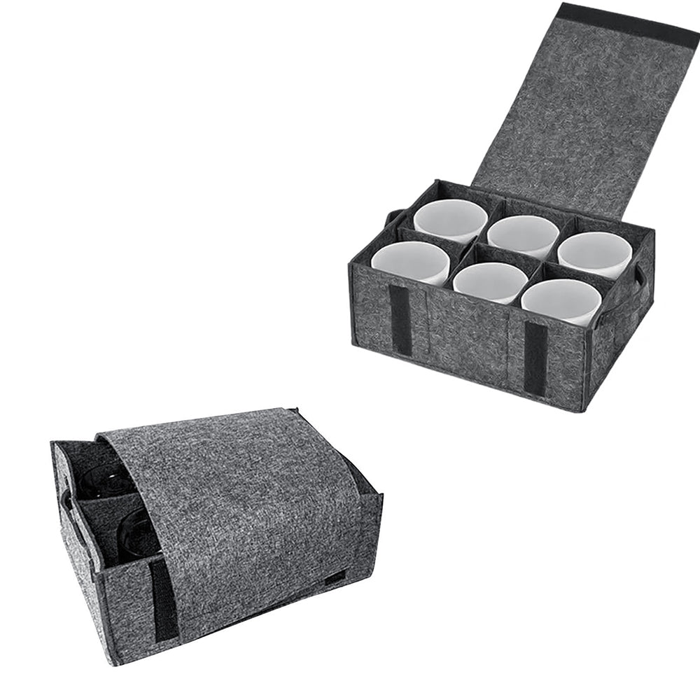 Felt Cup Holder Storage Bag Tableware Organizer for Camping Picnic
