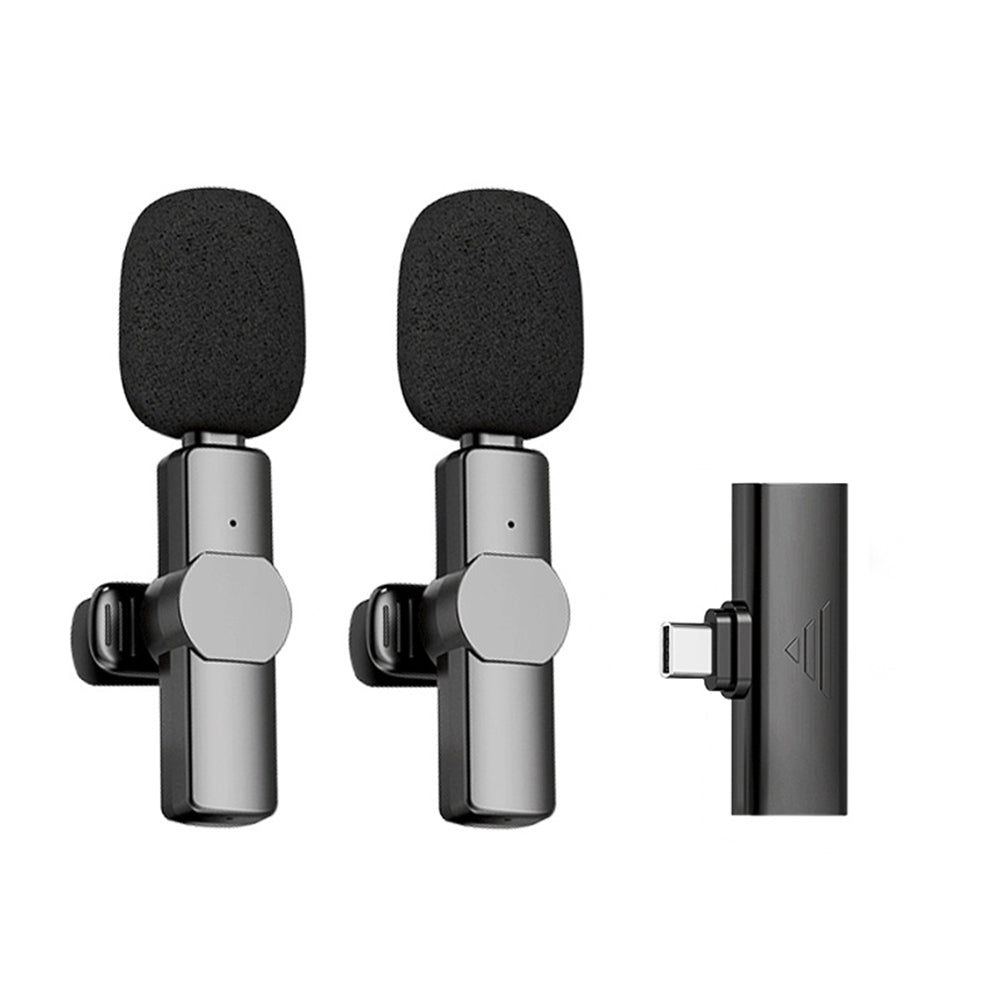 2-in-1 Wireless Lavalier Microphone Plug-Play Lapel Microphone for Recording Vlog Livestream Type-C Interface